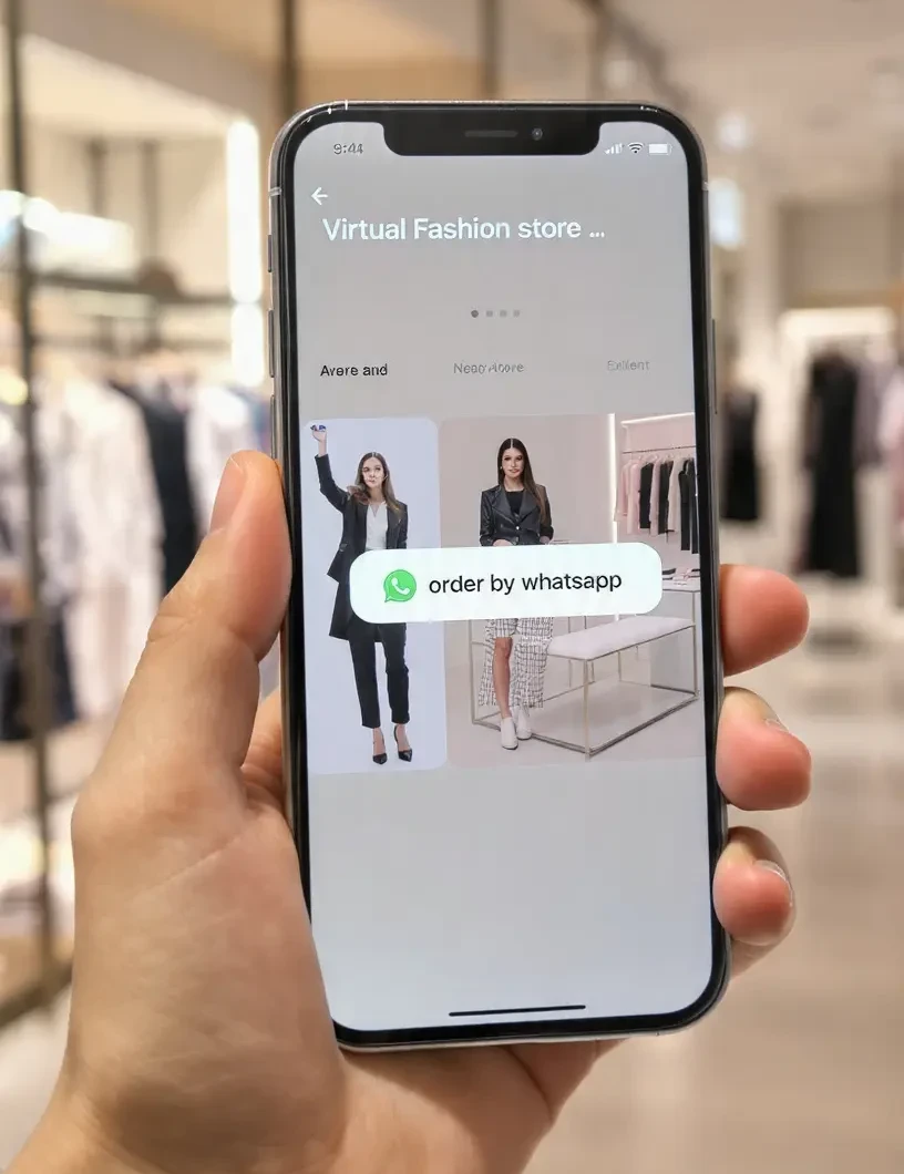 Tienda virtual en celular con botón de WhatsApp