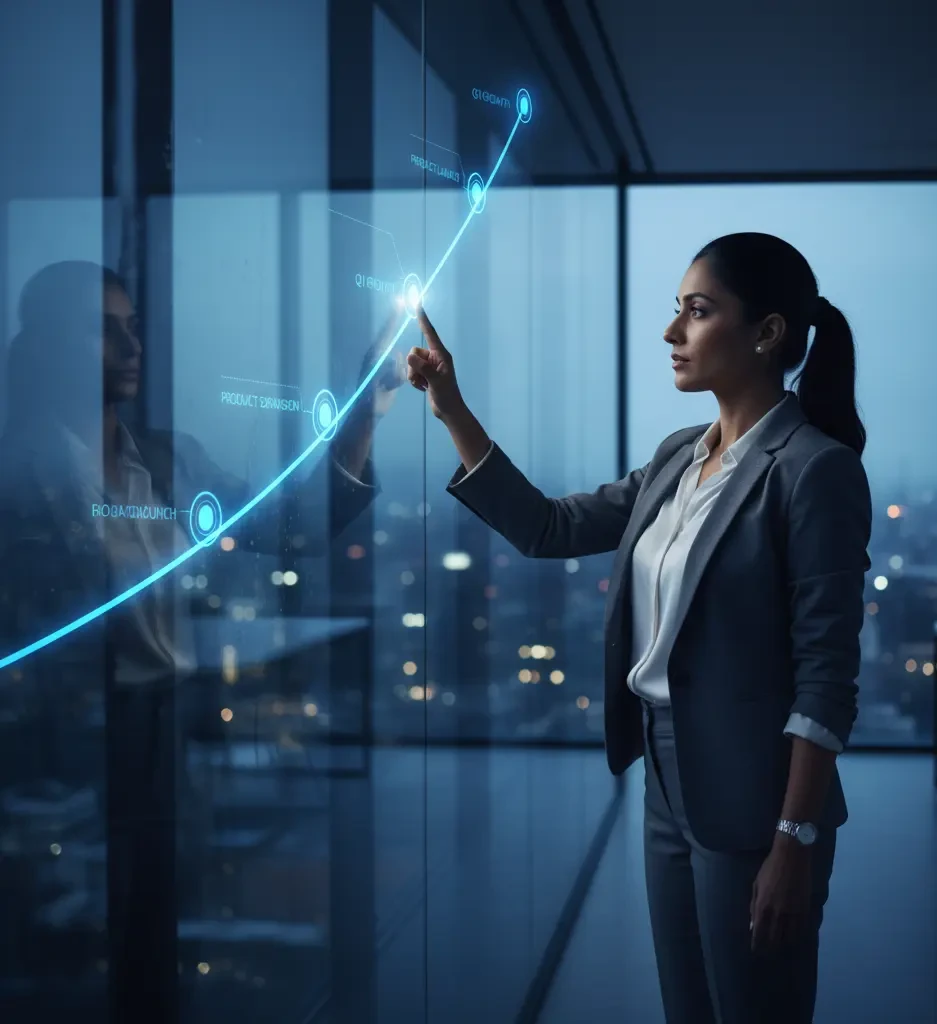 Un consultor analizando datos en un dashboard para crear una estrategia digital.