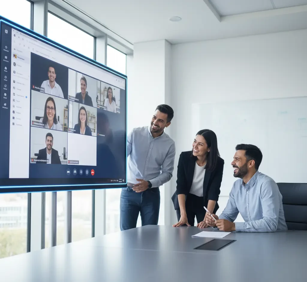 Iconos de aplicaciones en la nube como Teams y SharePoint conectados.